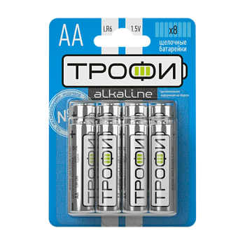 Батарейка Трофи LR6 AA BL8 Alkaline 1.5V (8/80/640/15360)