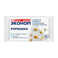 Влажные салфетки SMART Авангард 15шт. для рук ромашка (1/12/108)