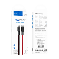 Кабель HOCO X69 Type-C (m)-Type-C (m) 1м 3.0A 60W нейлон черный красный (1/33/330)