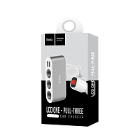 Автомобильное З/У HOCO Z13 2USB 2.1A 3 прикуривателя серебряный (1/63)