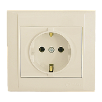 Розетка Makel Defne 1гн. 16A С/З керамика кремовый 42010008 (1/12)