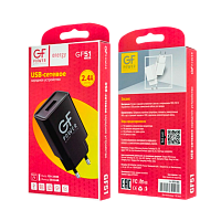 Сетевое З/У GFPower GF51 1USB 2.4A черный (120/480)