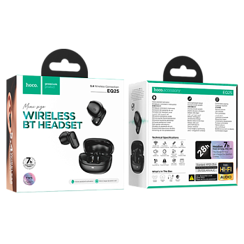 Наушники вставные HOCO EQ25 bluetooth 5.4 с микр. черный (1/14/140)