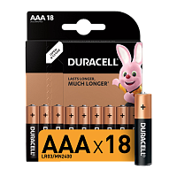 Батарейка Duracell Basic LR03 AAA BL18 Alkaline 1.5V (18/180/62640)