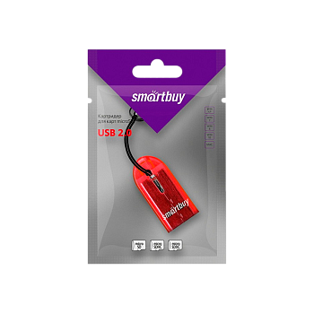 Картридер Smartbuy 710 USB2.0 microSD красный (1/20) 