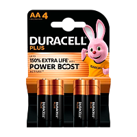 Батарейка Duracell Plus (Power Boost) LR6 AA BL4 Alkaline 1.5V (4/80)