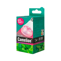 Лампа светодиодная Camelion 10W 220-240V груша ФИТО для аквариумов и растений прозрачная (1/10/100)