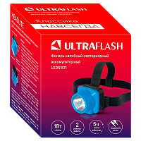 Фонарь налобный Ultraflash LED51571 1W LED от аккумулятора IP43 2 режима голубой (1/20/180)