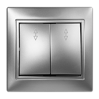 Выключатель Smartbuy проходной 2-клавишный 10А серебро "Венера"