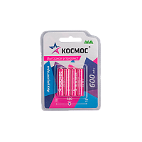 Аккумулятор бытовой Космос HR03 AAA BL4 NI-MH 600mAh (4/48/576) 