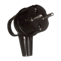 Вилка электрическая Makel С/З 16A IP20 угловая с кольцом черный 10038 (1/100)