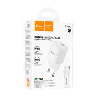 Сетевое З/У HOCO C146A Type-C 20W PD3.0 с кабелем Lightning белый (1/30/180)