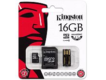 Карта памяти microSD Kingston Mobile 16GB Class10 10 МБ/сек с адаптером