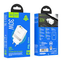 Сетевое З/У HOCO N21 1USB/Type-C 3.0A 30W PD3.0 белый (1/12/120)