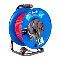 Удлинитель Космос 4р.С/З 16A 30.0м ПВС 3x1.5мм² IP44 с автоматическим предохранителем черный (1)