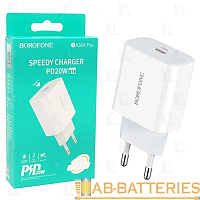 Сетевое З/У Borofone BA38A Plus Type-C 2.22A 20W QC3.0 белый (1/44/176)