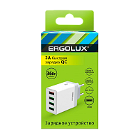 Сетевое З/У Ergolux ELX-РA02QC-C01 4USB 3.0A 36W QC3.0 белый (1/10/240) 