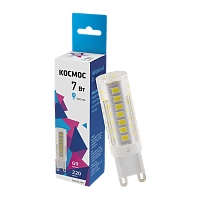 Лампа светодиодная Космос G9 7W 4500К 220V капсула прозрачная (1/100/500)