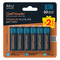 Батарейка GoPower Ультра/ULTRA LR6 AA BL10+2 Щелочная 1.5V (12/72/576)