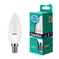 Лампа светодиодная Camelion C35 E14 12W 4500К 170-265V свеча матовая (1/10/100)