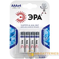 Батарейка ЭРА Super LR03 AAA BL4 Alkaline 1.5V (4/120/960/30720) 