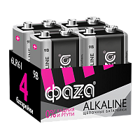 Батарейка Фаzа Крона 6LR61 BOX4 Alkaline 9V (4/24/192)