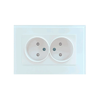 Розетка Прогресс Glass 2гн. 10A Б/З ABS + Керамика белый (1/10/200)