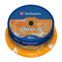 Диск DVD-R Verbatim 4.7GB 16x 25шт. cake box (25/200)