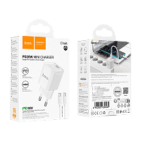 Сетевое З/У HOCO C146A Type-C 20W PD3.0 с кабелем Type-C белый (1/30/180)