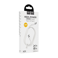 Кабель HOCO X51 Type-C (m)-Type-C (m) 2м 5.0A 100W АБС белый (1/22/220)