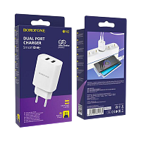 Сетевое З/У Borofone BN2 2USB 2.1A белый (1/35/140)