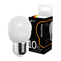 Лампа светодиодная Supermax E27 10W 4000К 230V шар (1/10/80)