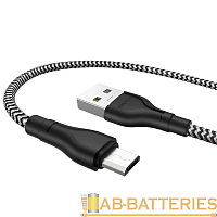 Кабель Borofone BX39 USB (m)-microUSB (m) 1м 2.4A нейлон черный белый (1/360)