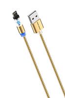Кабель MORE CHOICE K61Si USB (m)-Lightning (m) 1м 2.4A нейлон магнит золотой