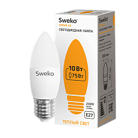 Лампа светодиодная Sweko C35 E27 10W 3000К 230V свеча (1/5/100)