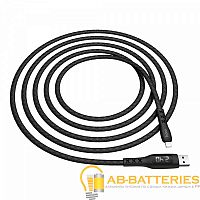 Кабель HOCO S6 USB (m)-Lightning (m) 1.2м 2.4A ткань с таймером черный (1/15/150)  | Ab-Batteries | Элементы питания и аксессуары для сотовых оптом