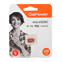 Карта памяти microSD GoPower 128GB Class10 UHS-I (U3) 100 МБ/сек V30 без адаптера