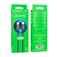 Кабель Borofone BX87 Type-C (m)-Type-C (m) 1м 3.0A 60W нейлон PD3.0 черный (1/360)