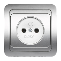 Розетка Smartbuy 1-местная без заземления 10А серебро "Марс"