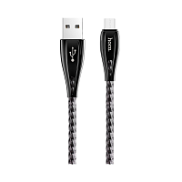 Кабель HOCO U56 USB (m)-microUSB (m) 1.2м 2.4A металл серый (1/28/168)
