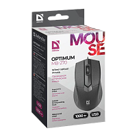 Мышь проводная Defender MB-270 Optimum классическая USB черный (1/40)