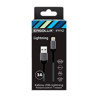 Кабель Ergolux ELX-CDC10-C09 USB (m)-Lightning (m) 1.2м 3.0A нейлон серый в коробке (1/10/240)