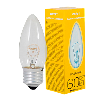 Лампа накаливания Старт E27 60W 230V свеча ДС прозрачная (1/10/100)