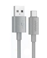 Кабель HOCO X107 USB (m)-Type-C (m) 1м 3.0A ПВХ серый (1/31/310)