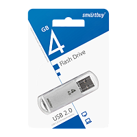 Флеш-накопитель Smartbuy V-Cut 4GB USB2.0 пластик серебряный