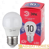 Лампа светодиодная ЭРА P45 E27 10W 6500К 220-240V шар RED LINE ECO (1/10/100)
