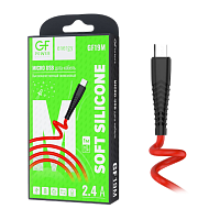 Кабель GFPower 19M USB (m)-microUSB (m) 1.0м 2.4A силикон красный (1/120/480)