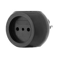 Разветвитель Без бренда "Круглый" 3р.Б/З 6A черный (1/50)