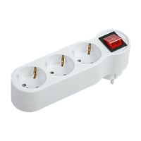 Сетевой переходник тройник с заземлением с выключателем "Gong"