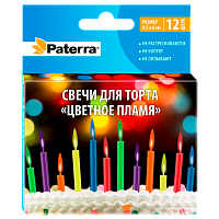 Свечи для торта "Цветное пламя", 12 шт. в уп., PATERRA (1/22)